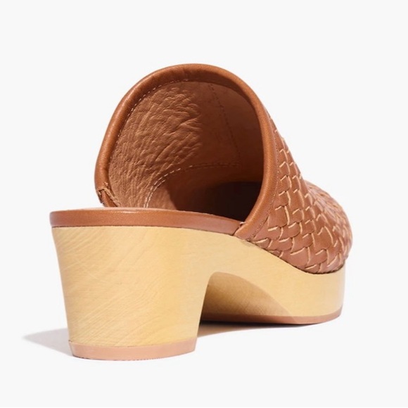 Madewell Jordyn Clog NWOT in Woven Leather Wood Heel, Comfortable, Camel Sz 6.5 - Picture 3 of 16